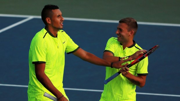 Dan Evans and Nick Kyrgios  teamed up at the US Open.