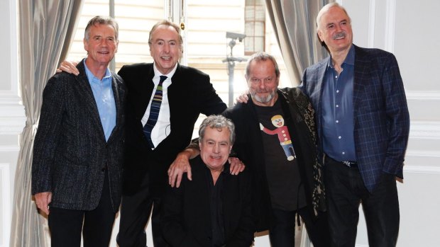 Members of the original cast of the Monty Python comedy team (from left) Michael Palin, Eric Idle, Terry Jones, Terry Gilliam and John Cleese.