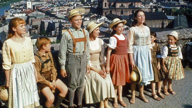 The Von Trapp children from The Sound of Music. Heather Menzies played Louisa, on the far left.