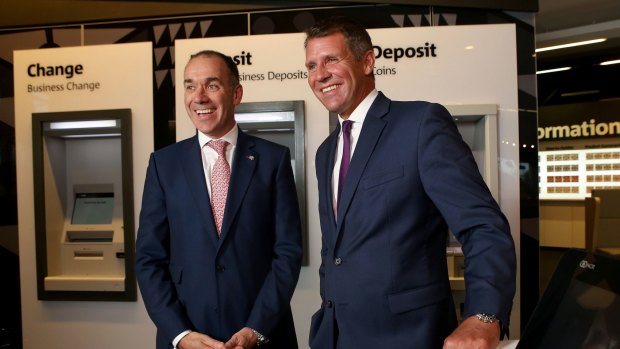 Mike Baird (right) with NAB CEO Andrew Thorburn.