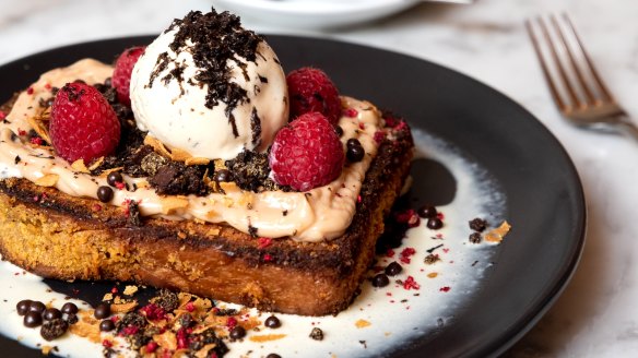 Three Williams' truffle French toast with truffle ice-cream in Sydney.