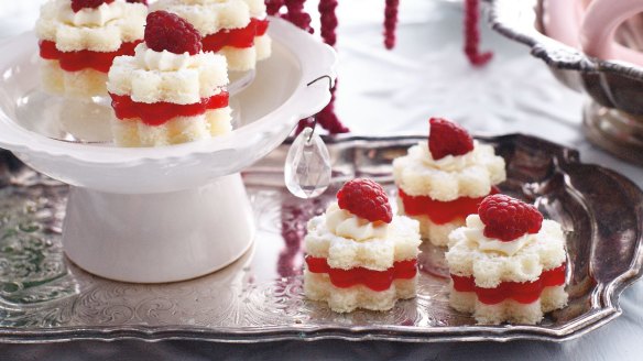 Little raspberry, cream and jelly sponges.