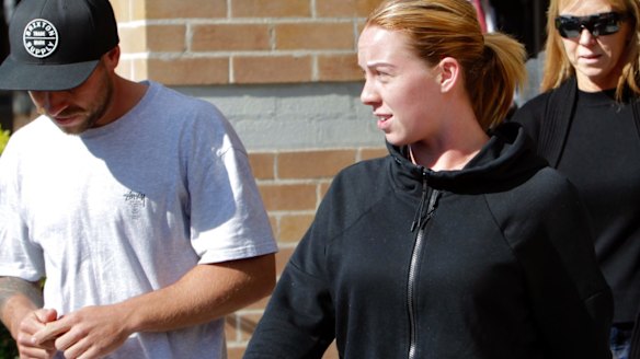 Devyn Hammond, one of the alleged conspirators, leaves Wollongong police station.