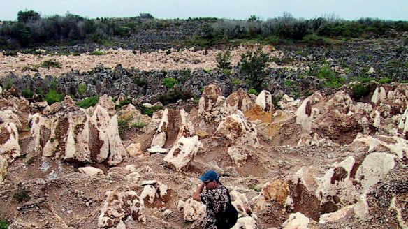 The arid moonscape of part of Nauru. 