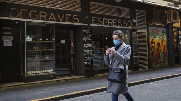 Degraves Espresso in August 2020, during Melbourne's second lockdown.