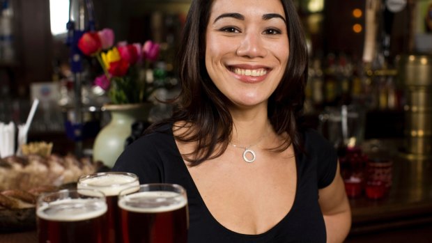 Tip for each round of drinks in the US and Canada. waiter tips burger tipping waitress istock
