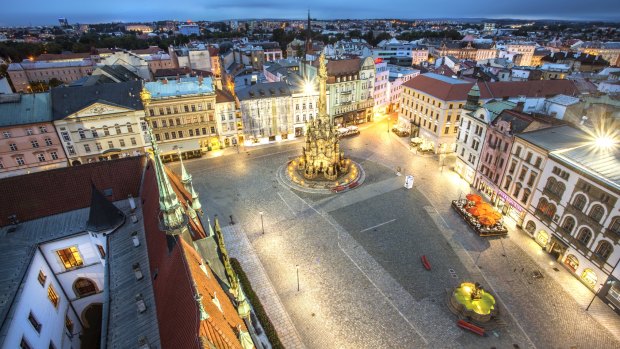 The main square in Olomouc, Czech Republic.