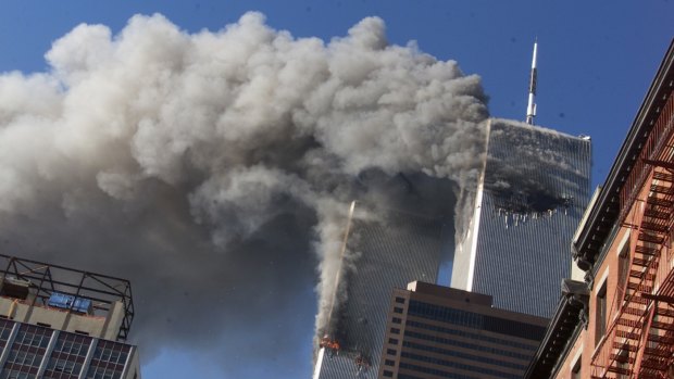 Smoke rise from the World Trade Centre twin towers after the terror strikes on September 11, 2001.