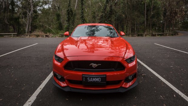 A car similar to the orange 2016 Ford Mustang driven by Mr Thompson, was placed at Deep Water Bend as part of the investigation.