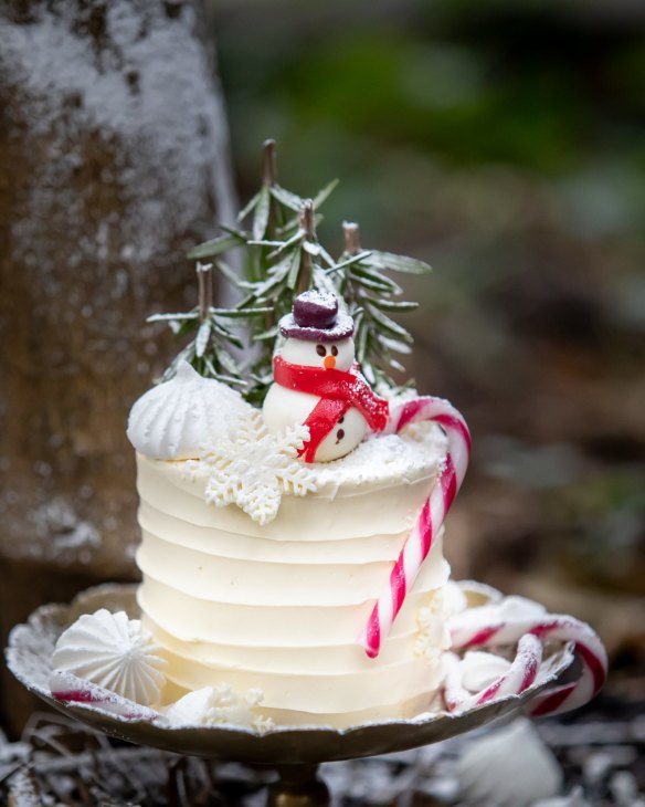 The Grounds Christmas in July cake featuring ginger, cranberry and almond, topped with orange cream cheese.