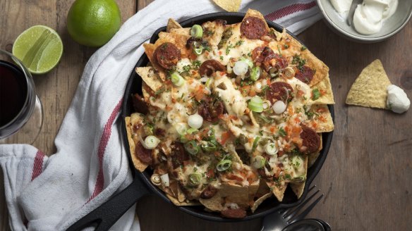 These campfire nachos can be topped with virtually any ingredients.