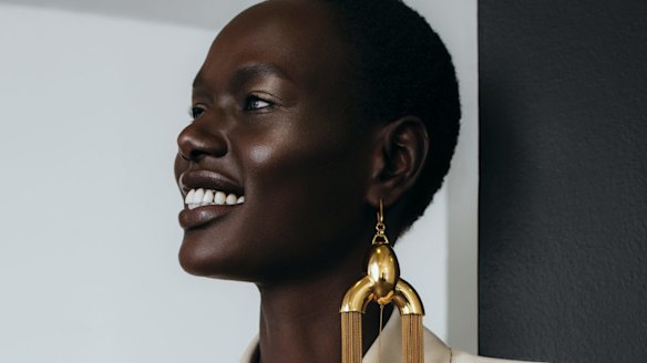 Bianca Spender “Blazer” dress, $825. Ellery earrings, POA.