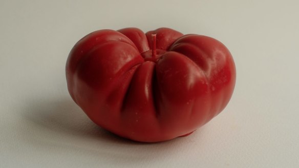 Heirloom tomato shaped candle from Nonna's Grocer.