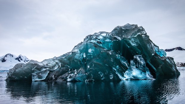 Vivid blue: A flipped iceberg at Cierva Cove on the Antarctic Peninsula.