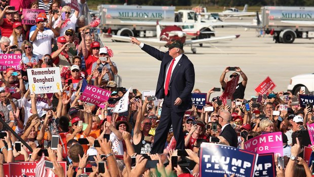 Many of Trump's points became chants that electrified crowds. 