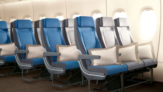Singapore Airlines' A380 economy class seats.