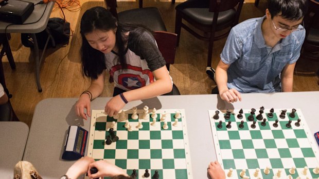 Jennifer Yu, 14, at the club. She said that before she became known, boys often expected her to be a weak player because she was a girl. 