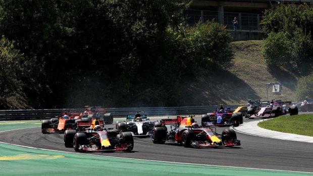 Moments later, the Red Bulls of Daniel Ricciardo and Max Verstappen came to blows in Sunday's Hungarian Grand Prix.