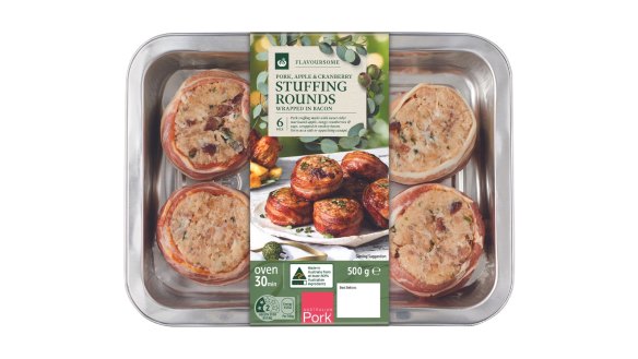 Woolworths pork, apple and cranberry stuffing rounds.