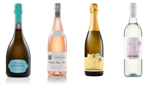 Corte Carista Prosecco DOC; Loire Valley Cabernet Franc Rosé; South Point Estate Chardonnay Pinot Noir NV Sparkling; South Point Estate 2022 Pinot Grigio.