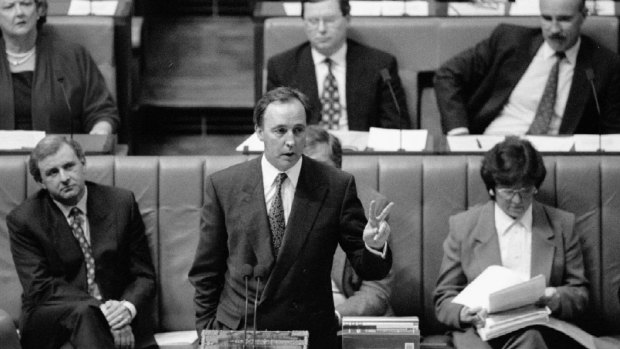 Then-prime minister Paul Keating in question time.