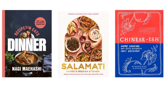 Dinner by Nagi Maehashi (aka RecipeTin Eats); Salamati by Hamed Allahyari and Dani Valent; Chinese-ish by Rosheen Kaul and Joanna Hu.