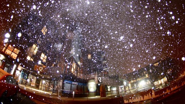 Snow at Falls Creek on Sunday night.