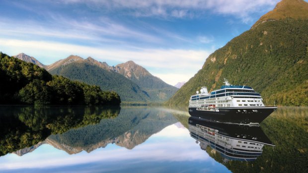 Azamara Journey in a tranquil New Zealand sound.