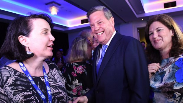 Queensland Opposition Leader Tim Nicholls arrives at the LNP Election function. Photo: AAP/Tracey Nearmy.