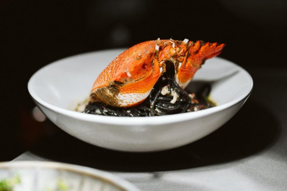 Spanner crab and bisque with squid ink fettuccine at Alt.