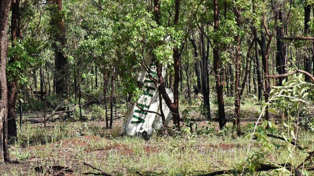 More wreckage from the light plane crash is seen on the remote Northern Territory road.