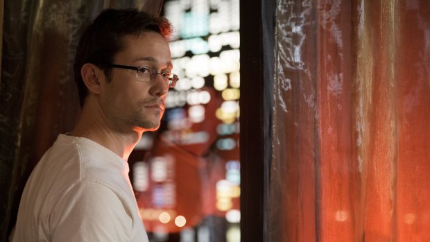 The film Snowden centres on a tense six days inside a Hong Kong hotel room with Edward Snowden, played by Joseph Gordon-Levitt (pictured). 