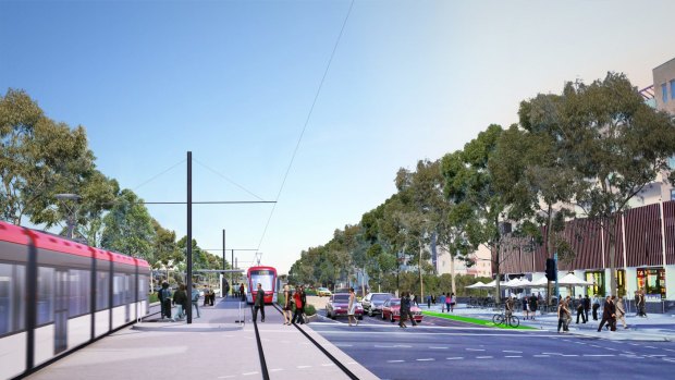 An artist's impression of the proposed Canberra light rail.