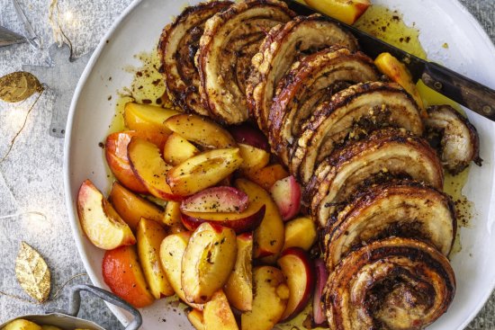 Neil Perry's porchetta with summer fruits.