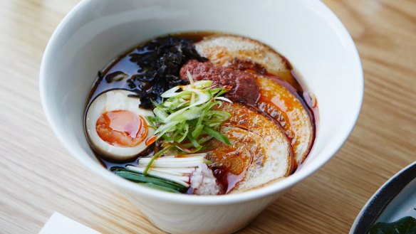 The polished ramen based on a bright chicken consomme.