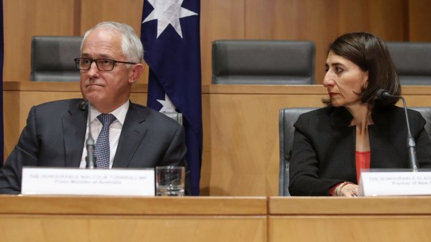Prime Minister Malcolm Turnbull with NSW Premier Gladys Berejiklian at a COAG meeting last week. 