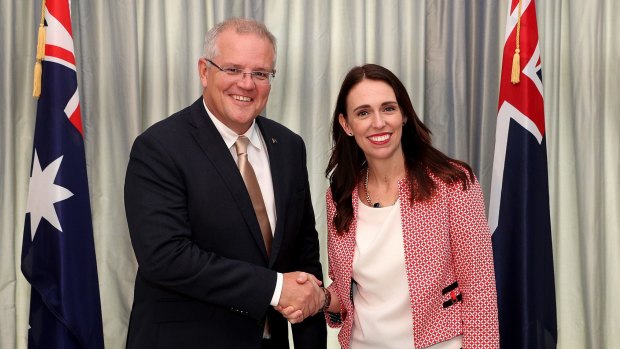 Australian Prime Minister Scott Morrison meeting New Zealand PM Jacinda Ardern on Friday.