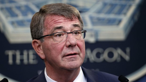 Defense Secretary Ash Carter speaks during a news conference at the Pentagon.