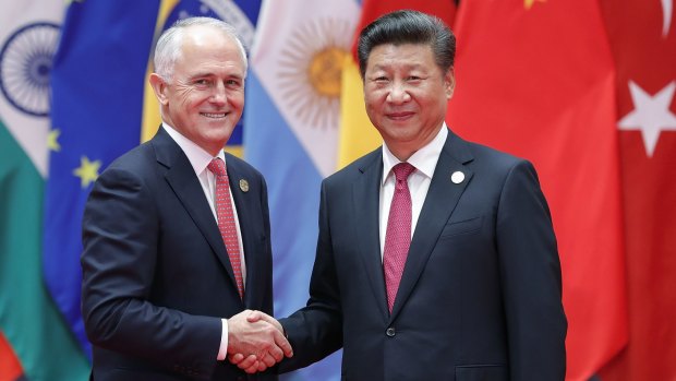 Chinese President Xi Jinping (right) shakes hands with Prime Minister Malcolm Turnbull at the G20 Summit in September.