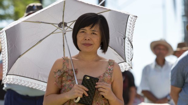 Former One Nation candidate Shan Ju Lin at a pro-life rally in Brisbane on Saturday.