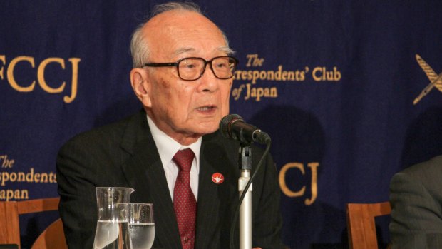 'I saw with my own eyes the cruelty of these weapons': Terumi Tanaka, 85, a survivor of the Nagasaki bombing, addresses the Foreign Correspondents' Club in Tokyo earlier this month.