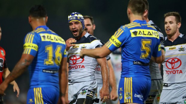 With a vengeance: Johnathan Thurston returned in style to destroy the Eels.
