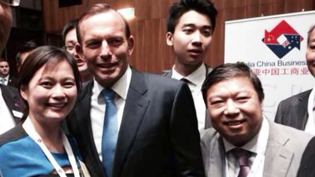 Teddy Junus, on right, pictured with Tony Abbott at another Chinese-Australian business networking event.