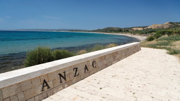 The North Beach commemorative site before vandals stole the letters ANZAC.
