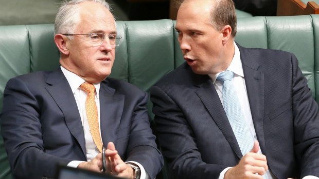 Prime Minister Malcolm Turnbull with Immigration Minister Peter Dutton.