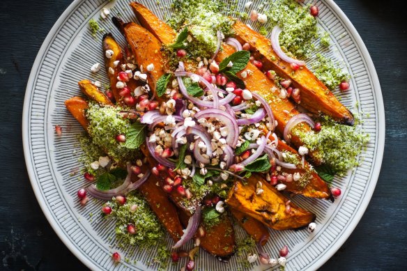 Indian-inspired sweet and sour sweet potato.