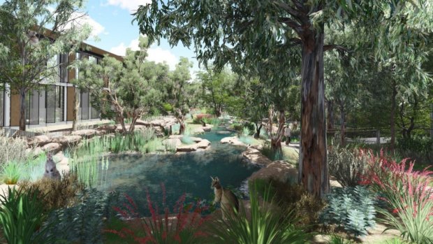 The proposal for the Australian Habitat and Taronga Wildlife Retreat.