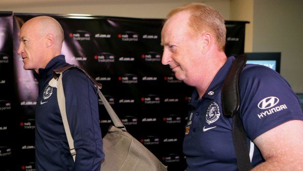 Carlton's general manager of football operations Andrew McKay and national recruiting manager Shane Rogers.