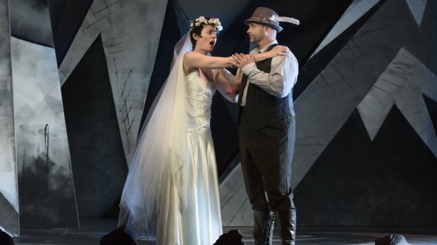 Sally Wilson as Agathe and Jason Wasley as Max in a new Melbourne Opera production of "Der Freischutz" (The Marksman).