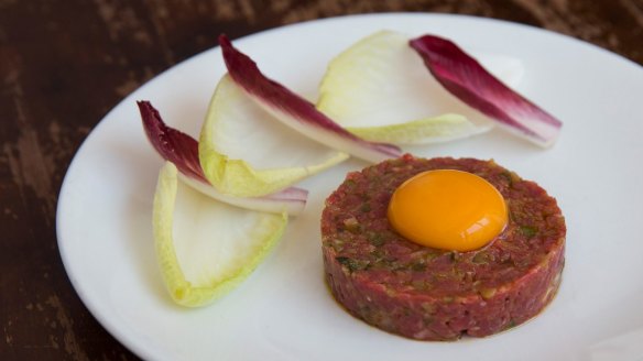 Beautifully chopped steak tartare.